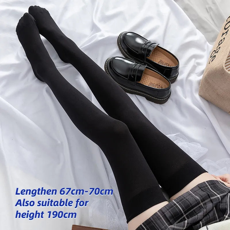 70cm.Long Tube Knee Socks Velvet High Elasticity Uniform White Stockings Anti-slip Slim Velvet Thigh Stokings Women Height 190cm