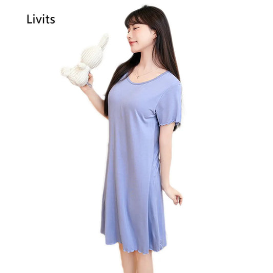 Women's Bra T-Shirt Dress Ruffled Mini Dresses Short Sleeve Sexy Casual Korean SA1483