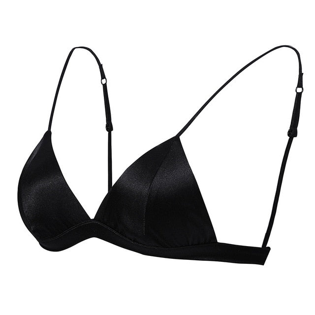 Women Sexy Bras 88%Natural Silk 12%Spandex Wire Free Thin Padded Everyday Bralette White Black Pink 2024 New Underwear