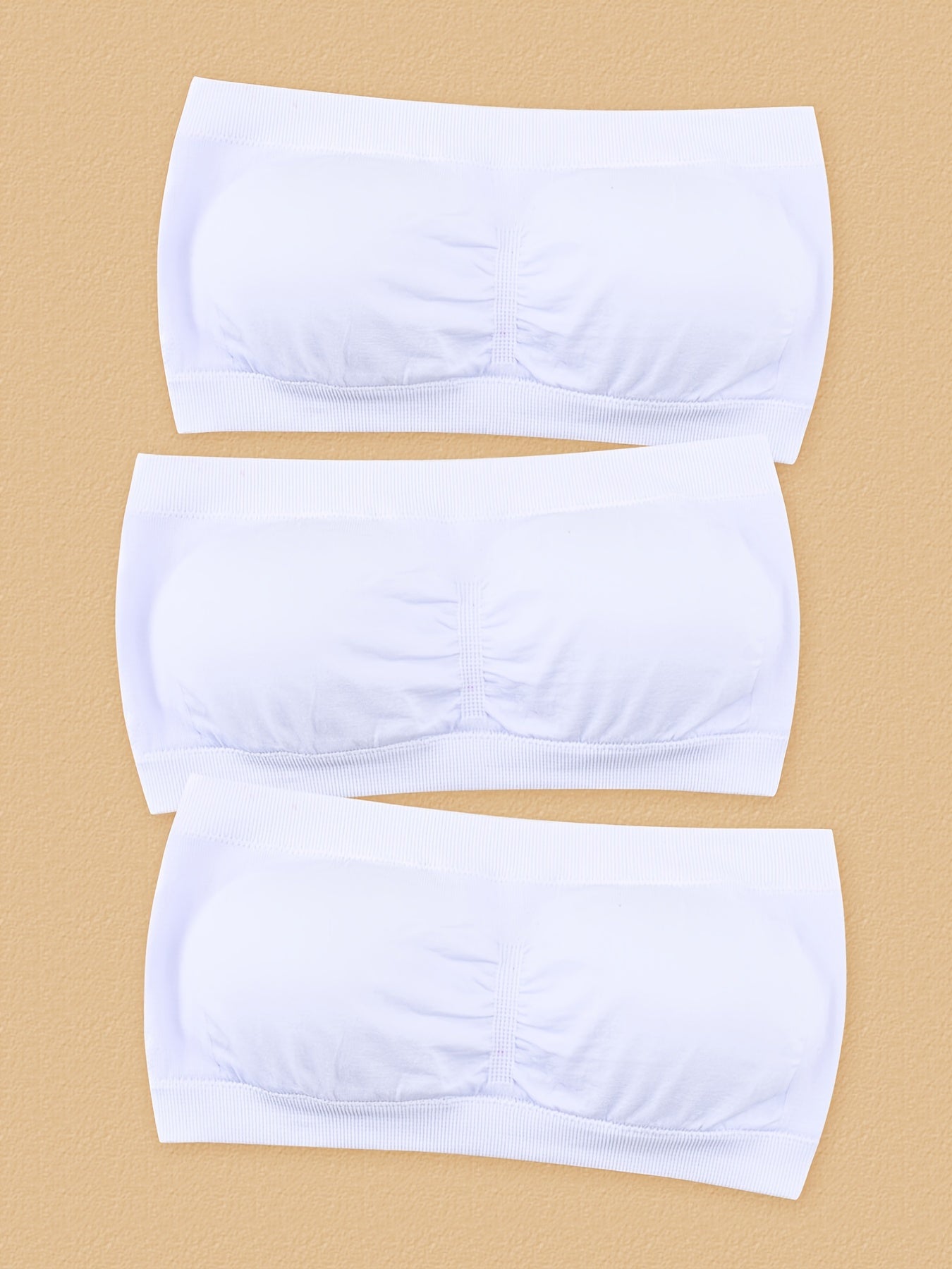 3 Pcs Comfortable Double-layer Extended Size Shoulderless Strapless Bra, Slightly Breast Wrap Detachable Chest Pad Bra, Women's Lingerie & Underwear